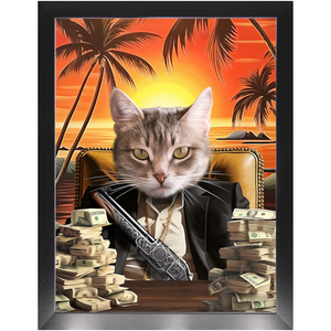 SAY HELLO TO MY LITTLE FRIEND - Scarface Inspired Custom Pet Portrait Framed Satin Paper Print