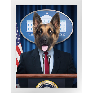 Pawsential - Dog As President Custom Pet Portrait Framed Satin Paper Print