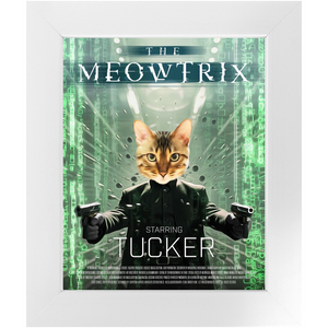THE MEOWTRIX Movie Poster - The Matrix Inspired Custom Pet Portrait Framed Satin Paper Print