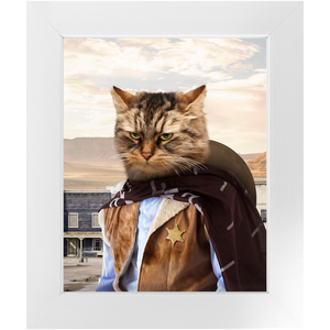 High Loon - Cowboys, Sheriff & Wild West Inspired Custom Pet Portrait Framed Satin Paper Print