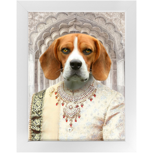 Raj Mahal - Royal Indian Prince Inspired Custom Pet Portrait Framed Satin Paper Print