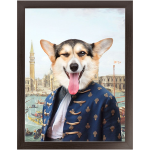 Canal Desire - Old Renaissance Inspired Custom Pet Portrait Framed Satin Paper Print
