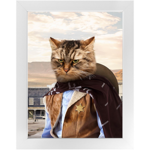 High Loon - Cowboys, Sheriff & Wild West Inspired Custom Pet Portrait Framed Satin Paper Print
