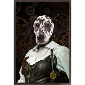 The Timekeeper - Steampunk, Victorian Era Inspired Custom Pet Portrait Framed Satin Paper Print