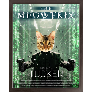 THE MEOWTRIX Movie Poster - The Matrix Inspired Custom Pet Portrait Framed Satin Paper Print