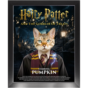 HAIRY PATTER Movie Poster - Harry Potter Inspired Custom Pet Portrait Framed Satin Paper Print