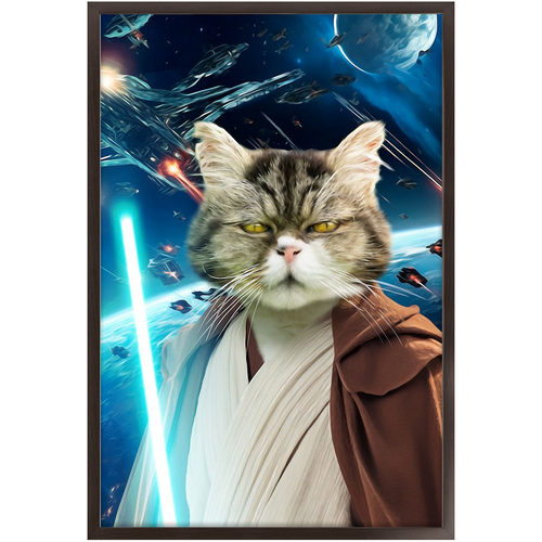 OBI HAVE IN SPACE - Jedi Obi Wan Kenobi & Star Wars Inspired Custom Pet Portrait Framed Satin Paper Print