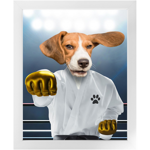 Pork Chop - Karate & Martial Arts Inspired Custom Pet Portrait Framed Satin Paper Print