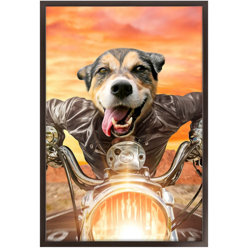 Squeezy Rider - Easy Rider & Motorcycle Inspired Custom Pet Portrait Framed Satin Paper Print