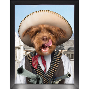 A Pawfull Of Pesos - Mexican Bandit Inspired Custom Pet Portrait Framed Satin Paper Print