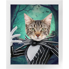 Load image into Gallery viewer, Jack O&#39;Lantin - Christmas &amp; Halloween Inspired Custom Pet Portrait Framed Satin Paper Print