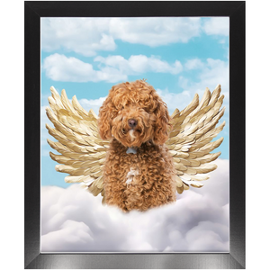 Golden Angel 2 - Heavenly Angels Inspired Custom Pet Portrait Framed Satin Paper Print