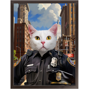 ON THE BEAT - Police Uniform Inspired Custom Pet Portrait Framed Satin Paper Print