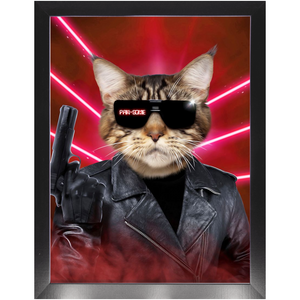 Kyle B Bakk - Arnold Schwarzenegger The Terminator Inspired Custom Pet Portrait Framed Satin Paper Print