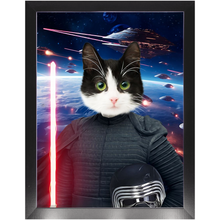 Load image into Gallery viewer, BARK LORD IN SPACE - Kylo Ren &amp; Star Wars Inspired Custom Pet Portrait Framed Satin Paper Print