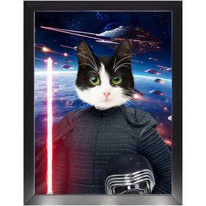 BARK LORD IN SPACE - Kylo Ren & Star Wars Inspired Custom Pet Portrait Framed Satin Paper Print