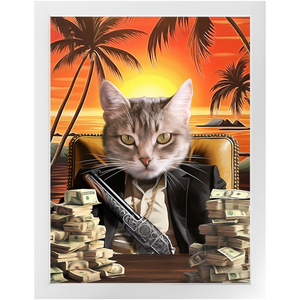 SAY HELLO TO MY LITTLE FRIEND - Scarface Inspired Custom Pet Portrait Framed Satin Paper Print