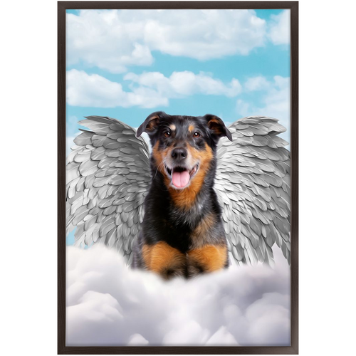 Silver Angel - Heavenly Angels Inspired Custom Pet Portrait Framed Satin Paper Print