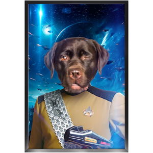 LIEUTENANT WOOF IN SPACE - Star Trek Inspired Custom Pet Portrait Framed Satin Paper Print