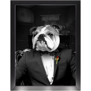 The Dogfather - Godfather, Gangster & Mafia Inspired Custom Pet Portrait Framed Satin Paper Print