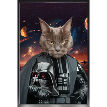 Load image into Gallery viewer, BATH EVADER IN SPACE - Darth Vader &amp; Star Wars Inspired Custom Pet Portrait Framed Satin Paper Print