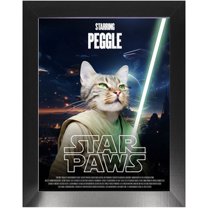 STAR PAWS Movie Poster - Star Wars Inspired Custom Pet Portrait Framed Satin Paper Print