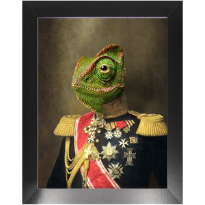 GENERAL LEE AMESS - Renaissance Inspired Custom Pet Portrait Framed Satin Paper Print