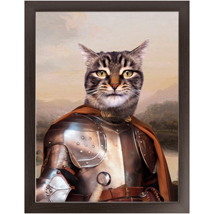 Knight In Brown Satin - Renaissance Inspired Custom Pet Portrait Framed Satin Paper Print