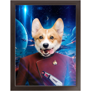 CAPTAIN DIGYARD IN SPACE - Star Trek Inspired Custom Pet Portrait Framed Satin Paper Print