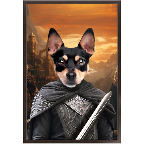 PURR-PARED FOR BATTLE - Lord of the Rings Inspired Custom Pet Portrait Framed Satin Paper Print