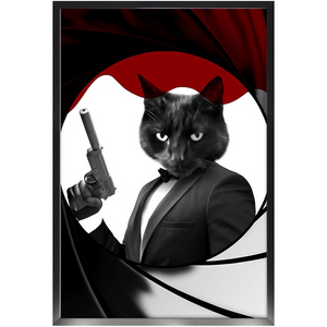 Licence To Chill - James Bond 007 Inspired Custom Pet Portrait Framed Satin Paper Print
