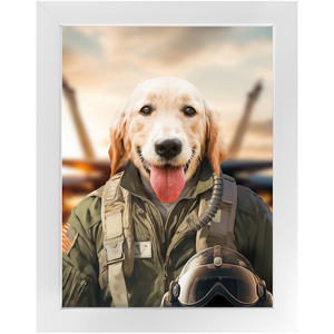 DANGER BONE - Air Force Fighter Pilot Inspired Custom Pet Portrait Framed Satin Paper Print