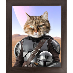 Wanderlorian - Mandalorian & Star Wars Inspired Custom Pet Portrait Framed Satin Paper Print