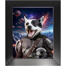 Load image into Gallery viewer, WANDERLORIAN IN SPACE - Mandalorian &amp; Star Wars Inspired Custom Pet Portrait Framed Satin Paper Print
