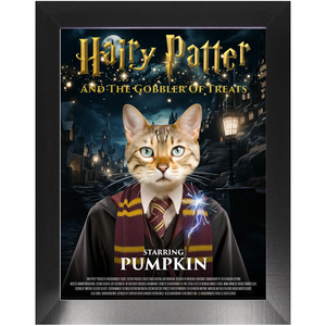 HAIRY PATTER Movie Poster - Harry Potter Inspired Custom Pet Portrait Framed Satin Paper Print