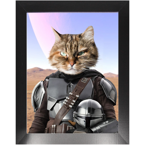 Wanderlorian - Mandalorian & Star Wars Inspired Custom Pet Portrait Framed Satin Paper Print
