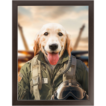 Load image into Gallery viewer, DANGER BONE - Air Force Fighter Pilot Inspired Custom Pet Portrait Framed Satin Paper Print