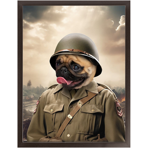 PRIVATE EARED - Military Inspired Custom Pet Portrait Framed Satin Paper Print