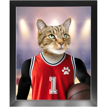 Load image into Gallery viewer, Hoopla- Basketball Player &amp; Sports Inspired Custom Pet Portrait Framed Satin Paper Print