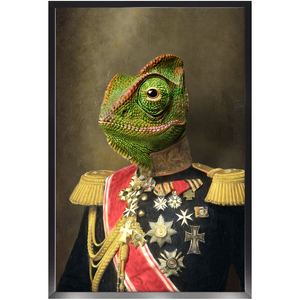 GENERAL LEE AMESS - Renaissance Inspired Custom Pet Portrait Framed Satin Paper Print
