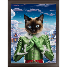 Load image into Gallery viewer, SNOWFLAKE - Christmas elf Inspired Custom Pet Portrait Framed Satin Paper Print