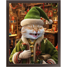 Load image into Gallery viewer, SANTA&#39;S LITTLE HELPER - Christmas Elf Inspired Custom Pet Portrait Framed Satin Paper Print
