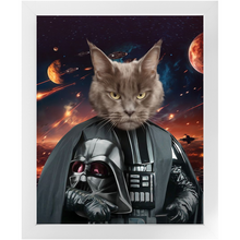 Load image into Gallery viewer, BATH EVADER IN SPACE - Darth Vader &amp; Star Wars Inspired Custom Pet Portrait Framed Satin Paper Print