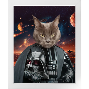 BATH EVADER IN SPACE - Darth Vader & Star Wars Inspired Custom Pet Portrait Framed Satin Paper Print