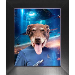 MISTER SPOOK IN SPACE - Star Trek Inspired Custom Pet Portrait Framed Satin Paper Print