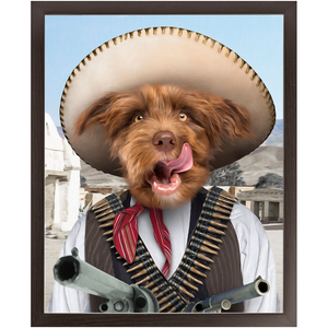 A Pawfull Of Pesos - Mexican Bandit Inspired Custom Pet Portrait Framed Satin Paper Print