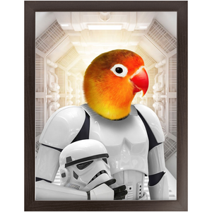 Storm Blooper - Storm Trooper & Star Wars Inspired Custom Pet Portrait Framed Satin Paper Print