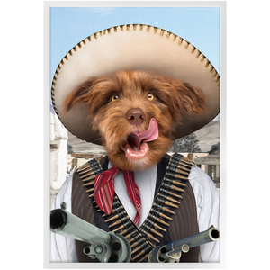 A Pawfull Of Pesos - Mexican Bandit Inspired Custom Pet Portrait Framed Satin Paper Print