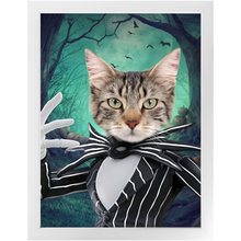 Load image into Gallery viewer, Jack O&#39;Lantin - Christmas &amp; Halloween Inspired Custom Pet Portrait Framed Satin Paper Print