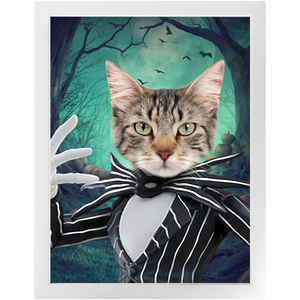 Jack O'Lantin - Christmas & Halloween Inspired Custom Pet Portrait Framed Satin Paper Print